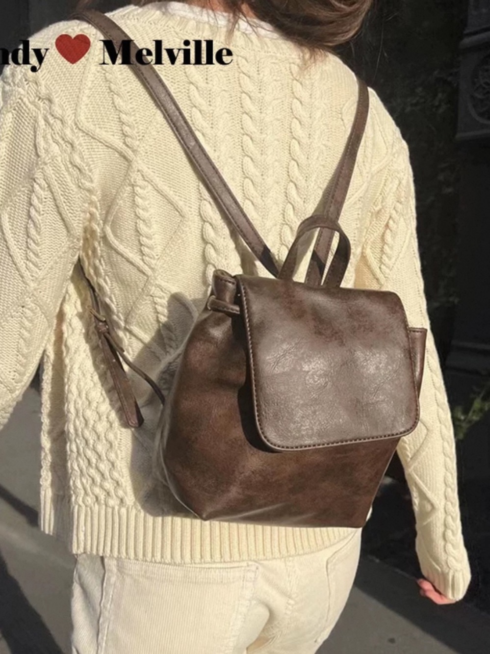 Brandy Melville Dark Brown Faux Leather Mini Backpack